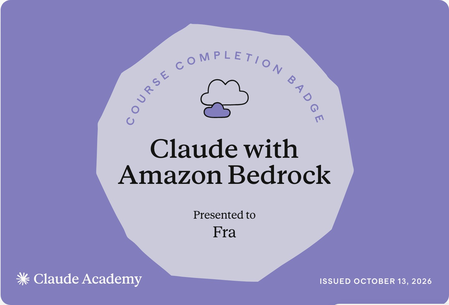 Badge «Claude with Amazon Bedrock» di Anthropic