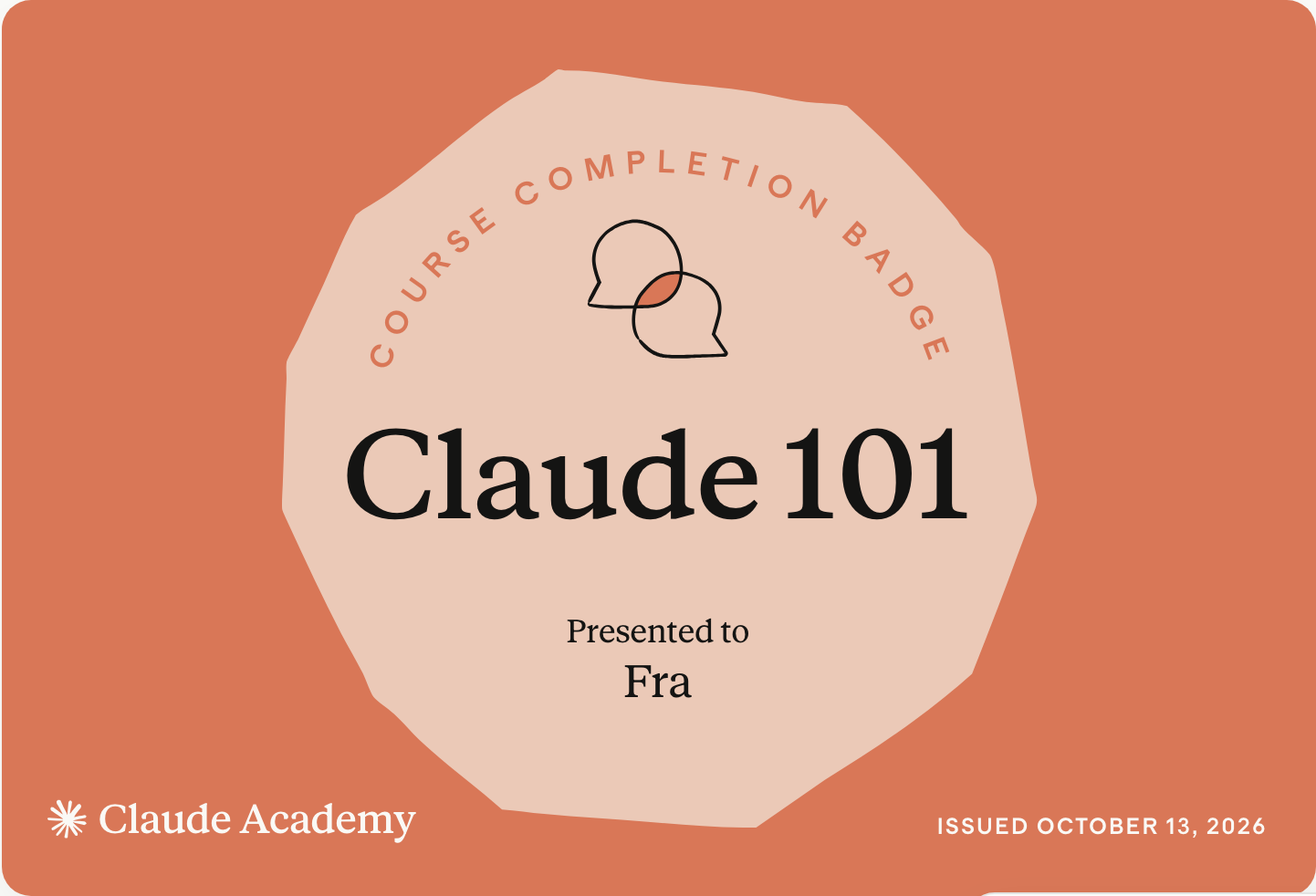 Badge «Claude 101» di Anthropic