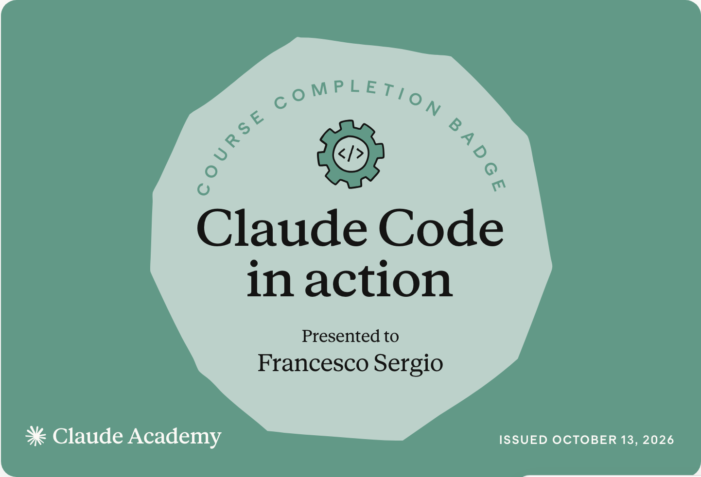 Badge «Claude Code in action» di Anthropic