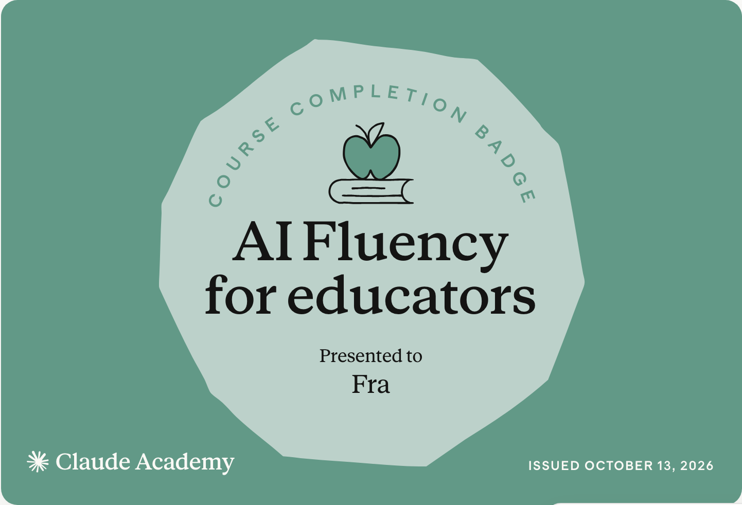 Badge «AI Fluency for educators» di Anthropic