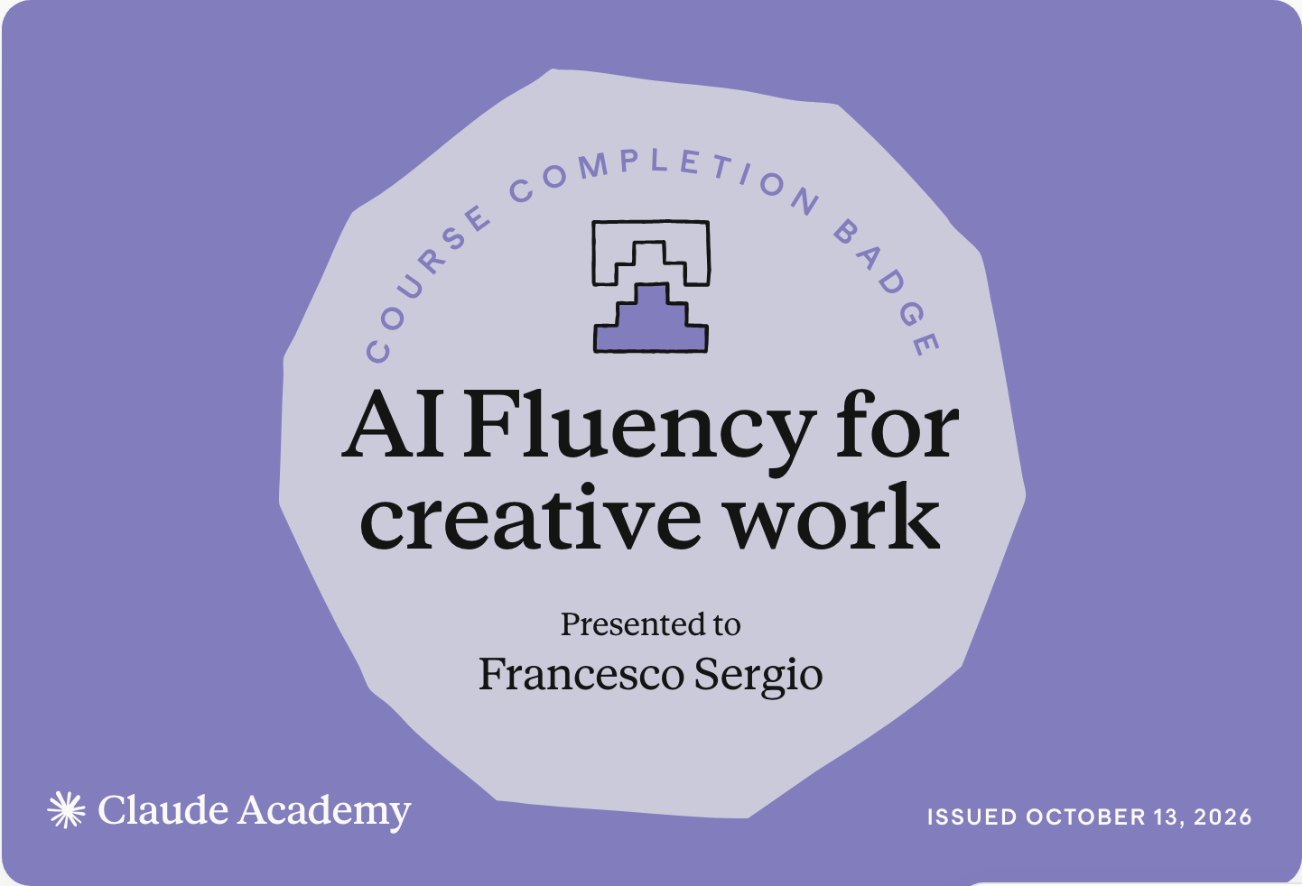 Badge «AI Fluency for creative work» di Anthropic