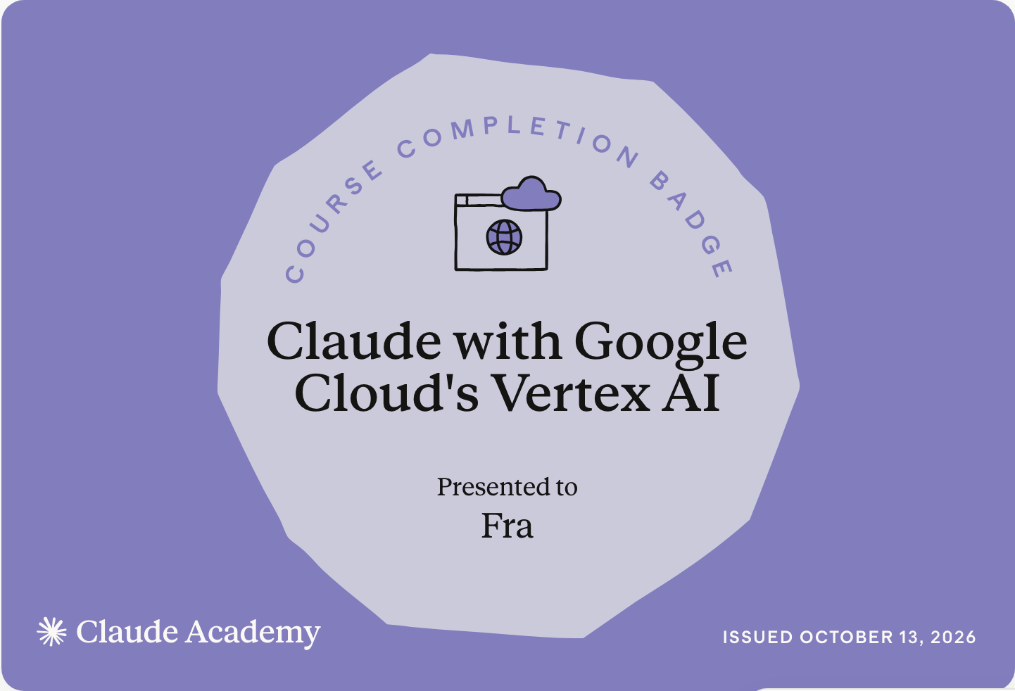 Badge «Claude with Google Cloud's Vertex AI» di Anthropic