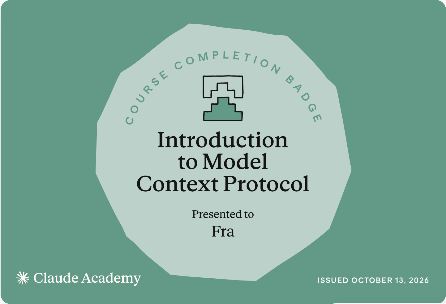 Badge «Introduction to Model Context Protocol» di Anthropic