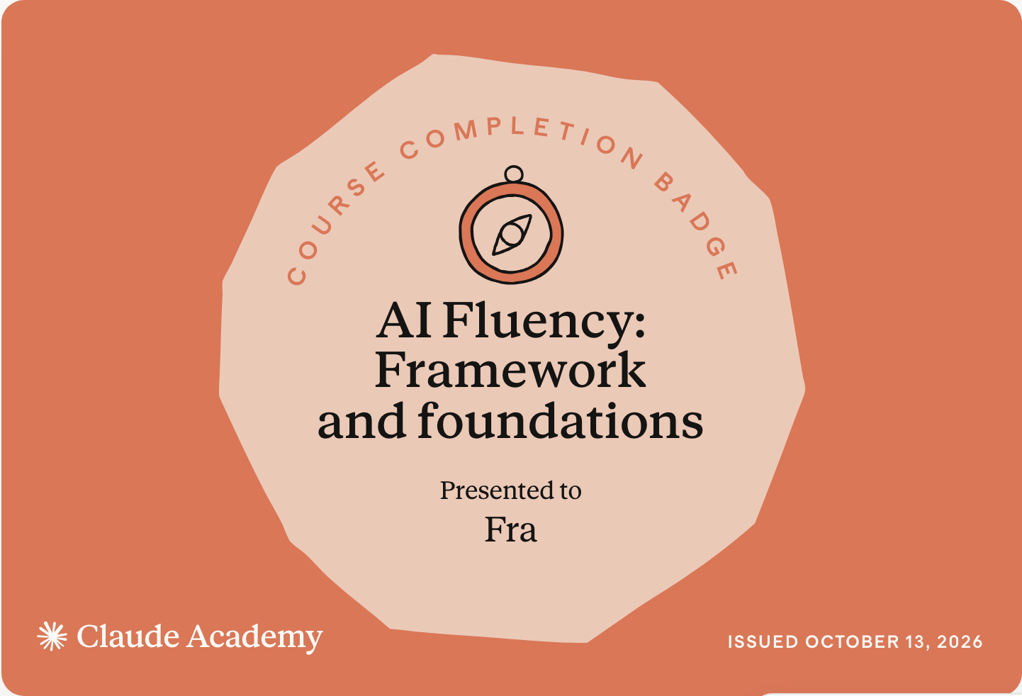 Badge «AI Fluency: Framework and foundations» di Anthropic