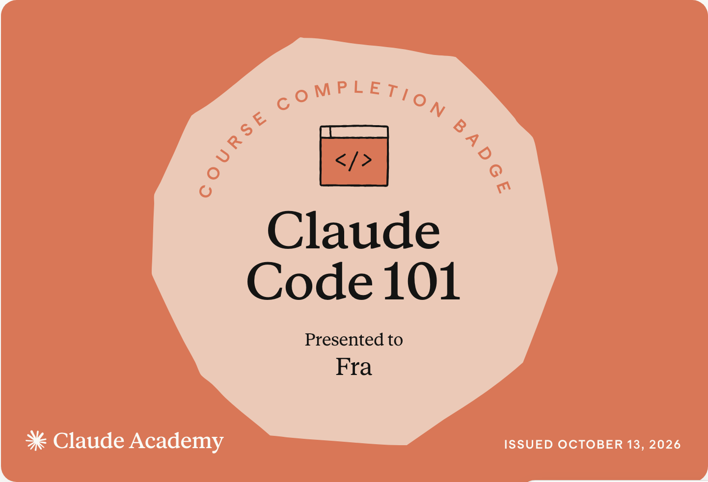 Badge «Claude Code 101» di Anthropic